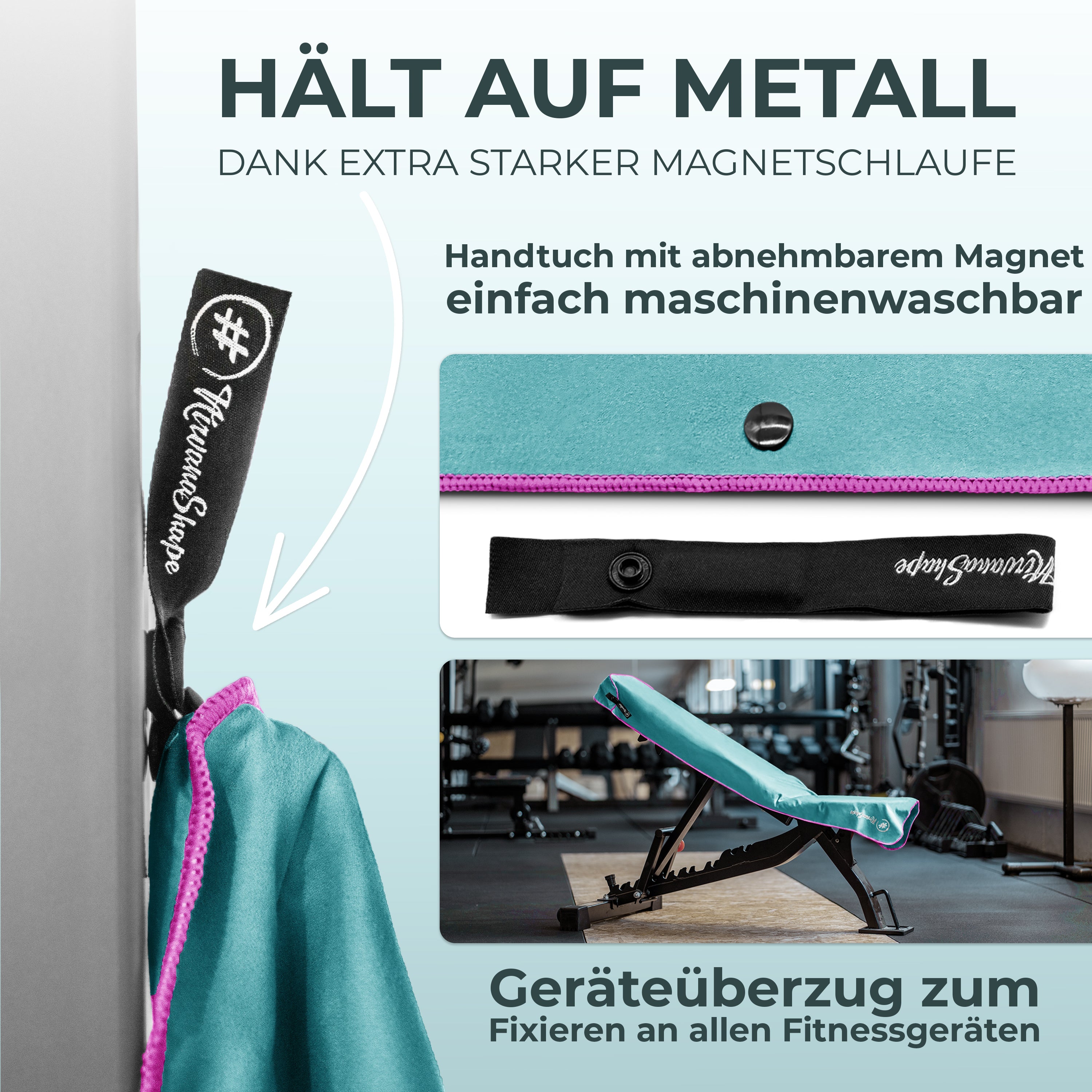 Ultrakompaktes Fitnessstudio Handtuch mit starkem Magnet-Clip