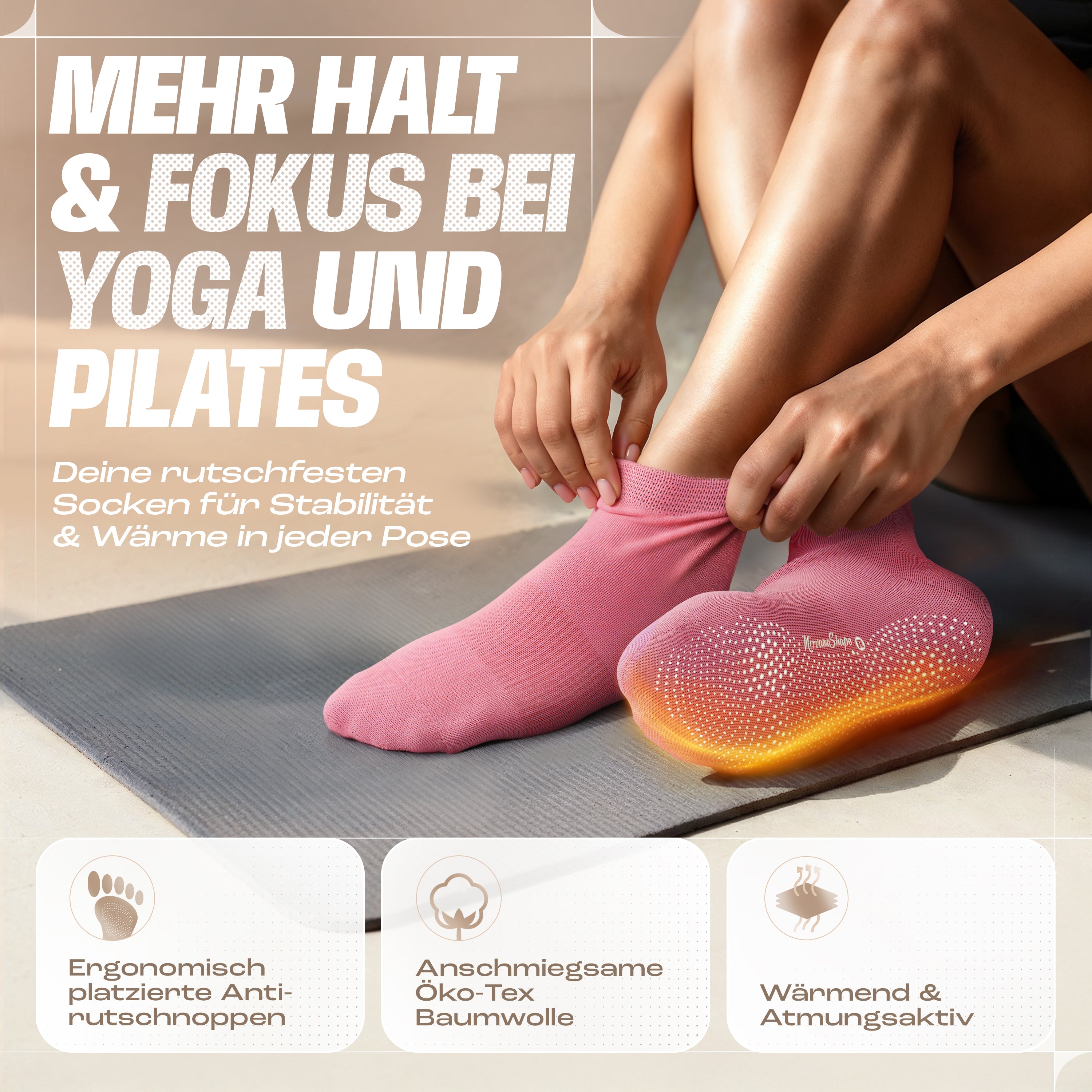 Yoga Socken Grau, Rosa #farbe_grau-rosa