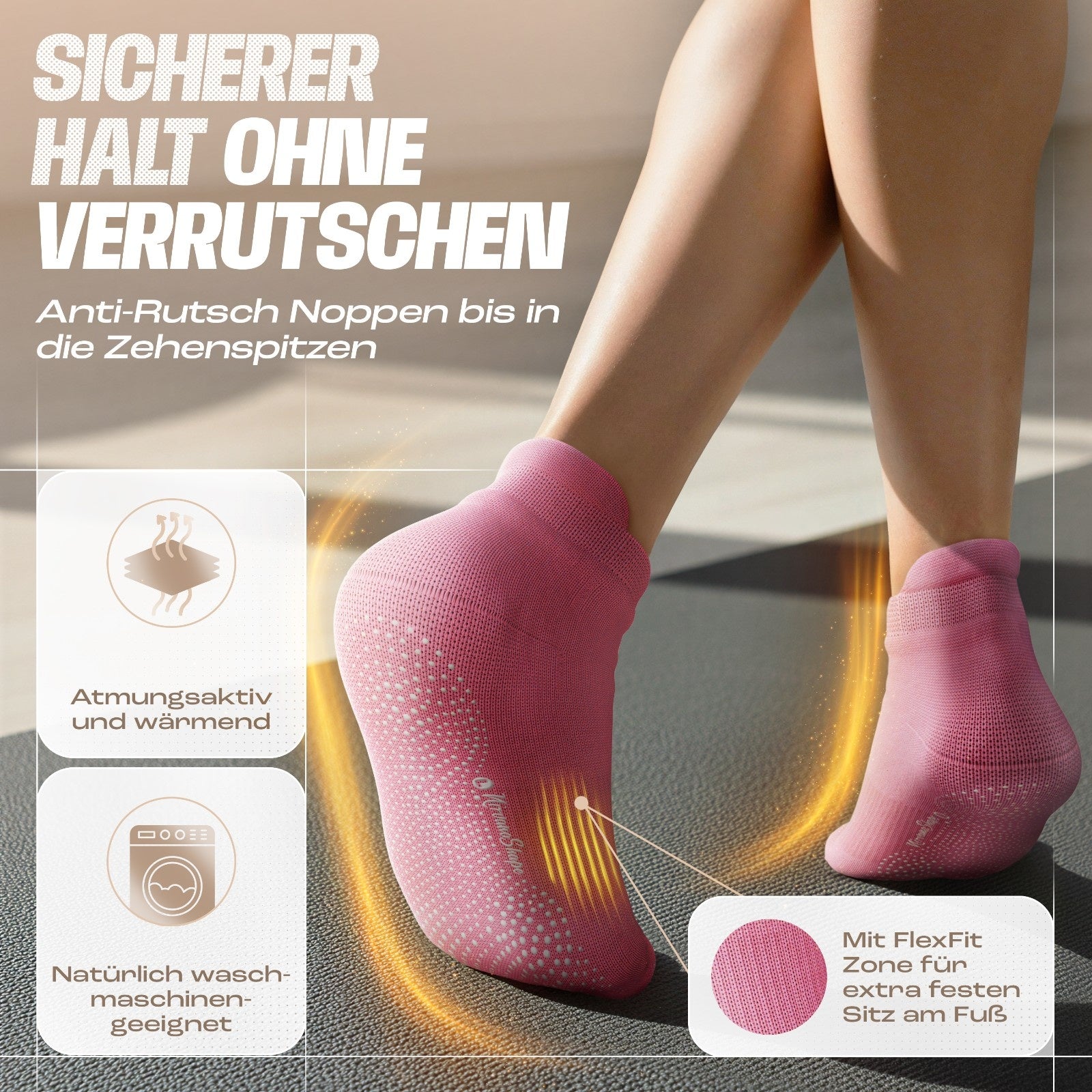 Yoga Socken Grau, Rosa #farbe_grau-rosa