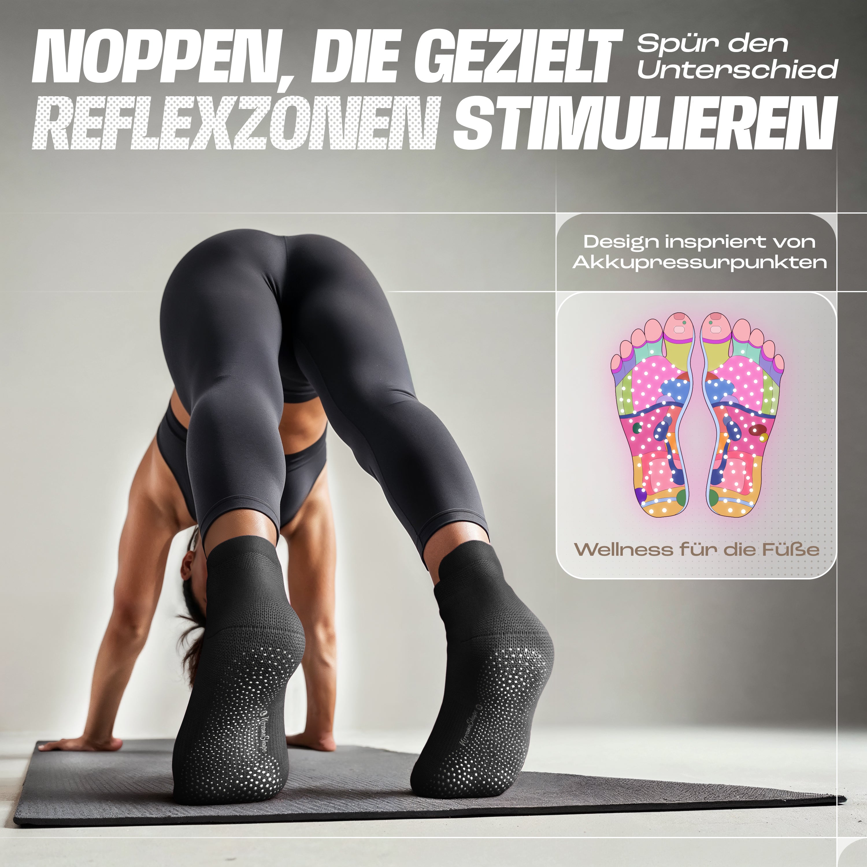 Yoga Socken Schwarz, Grau, Rosa #farbe_schwarz-grau-rosa