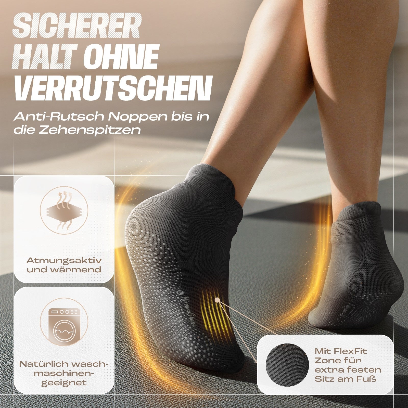 Yoga Socken Schwarz, Rosa #farbe_schwarz-rosa