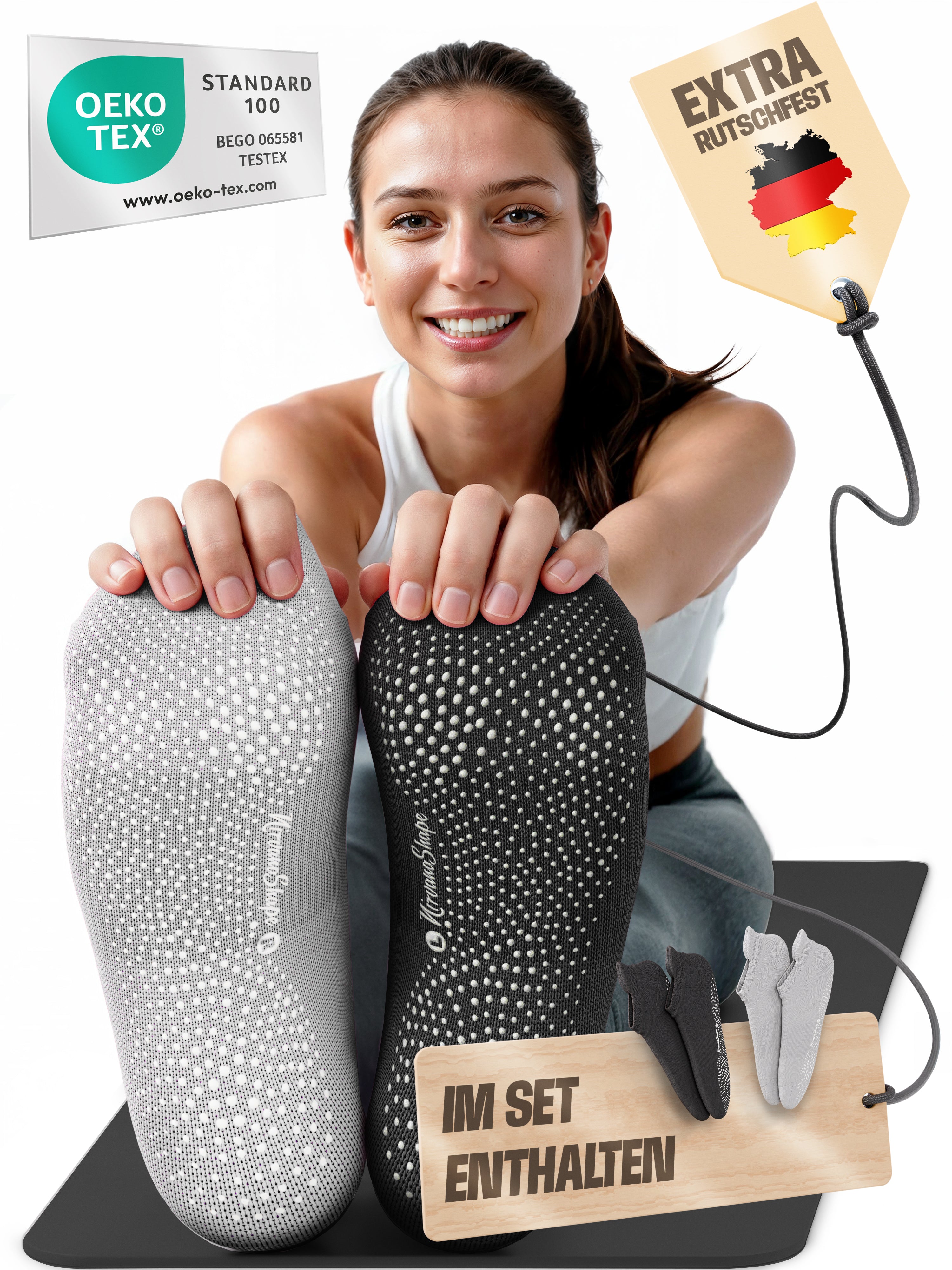 Yoga Socken Schwarz, Grau #farbe_schwarz-grau