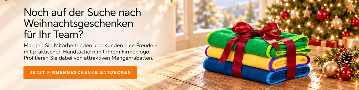 Weihnachtsgeschenke für Ihr Team: Handtücher mit Ihrem Firmenlogo – jetzt Firmengeschenke entdecken